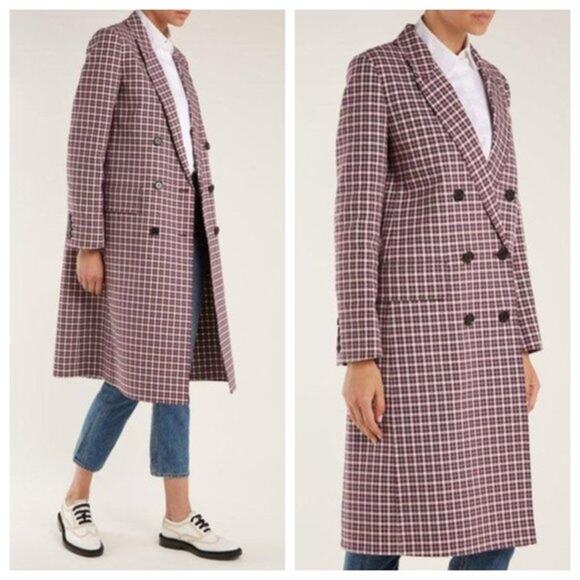 $3,490 BURBERRY NWT Authentic Purple Plaid Stripe Jacket Trench Coat – Size 10 - Picture 9 of 16
